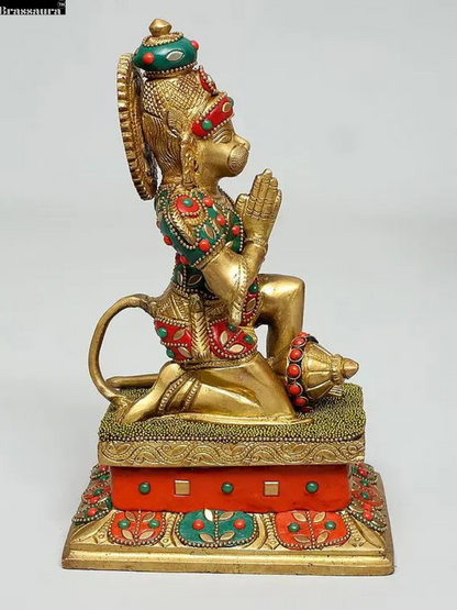 Brassaura™ Brass Ram Darbar Statue Set – Rama, Sita, Lakshman & Hanuman | Height 18 Inches (Rama) | Pure Brass Idols for Temples & Home Decor