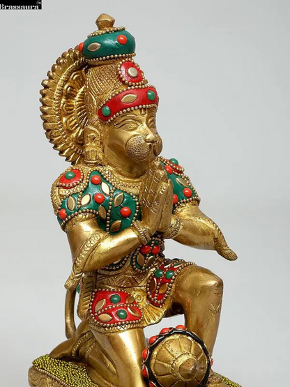 Brassaura™ Brass Ram Darbar Statue Set – Rama, Sita, Lakshman & Hanuman | Height 18 Inches (Rama) | Pure Brass Idols for Temples & Home Decor
