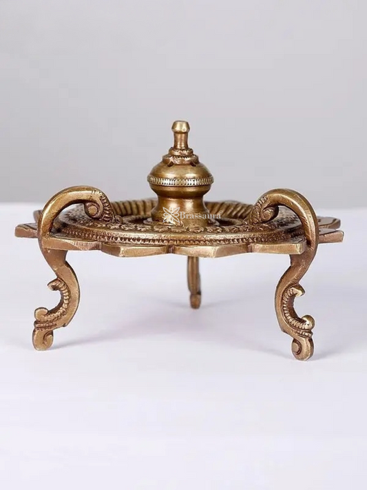 Brassaura™ Lotus Design Brass Dhoop Dani – Height 3.15 inches | Weight 0.55 kgs