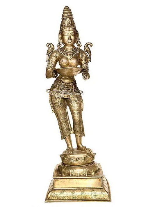 Brassaura™ Large Deeplakshmi Brass Sculpture – Height 50.98 inches | Weight 41.60 kgs