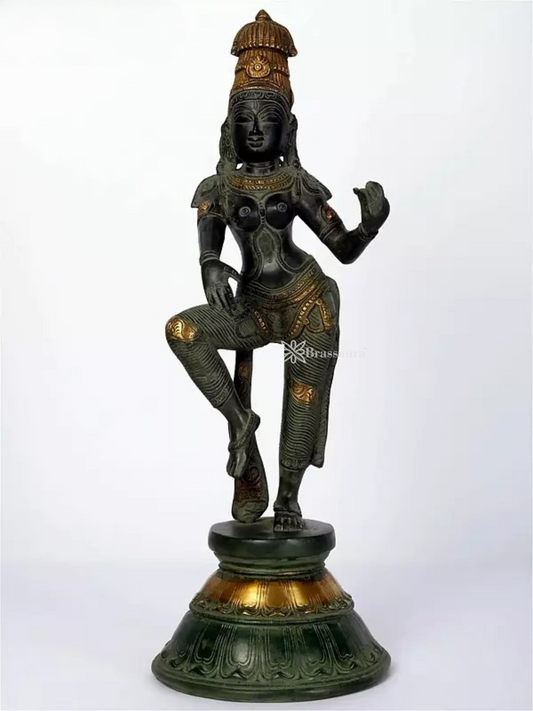 Brassaura™ Dancing Apsara Brass Statue – Height 17.32 inches | Weight 4.72 kgs
