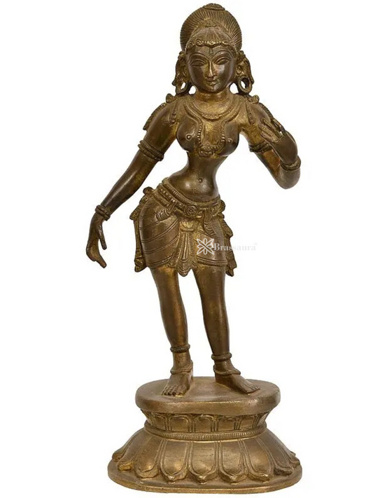 Brassaura™ Standing Apsara Brass Statue – Height 11.02 inches | Weight 2.30 kgs