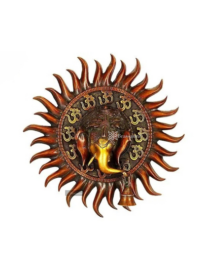 Brassaura™ OM (AUM) Ganesha Wall Hanging Brass – Height 10.63 inches | Weight 2.43 kgs