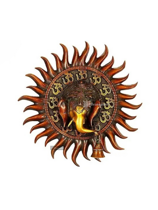 Brassaura™ OM (AUM) Ganesha Wall Hanging Brass – Height 10.63 inches | Weight 2.43 kgs
