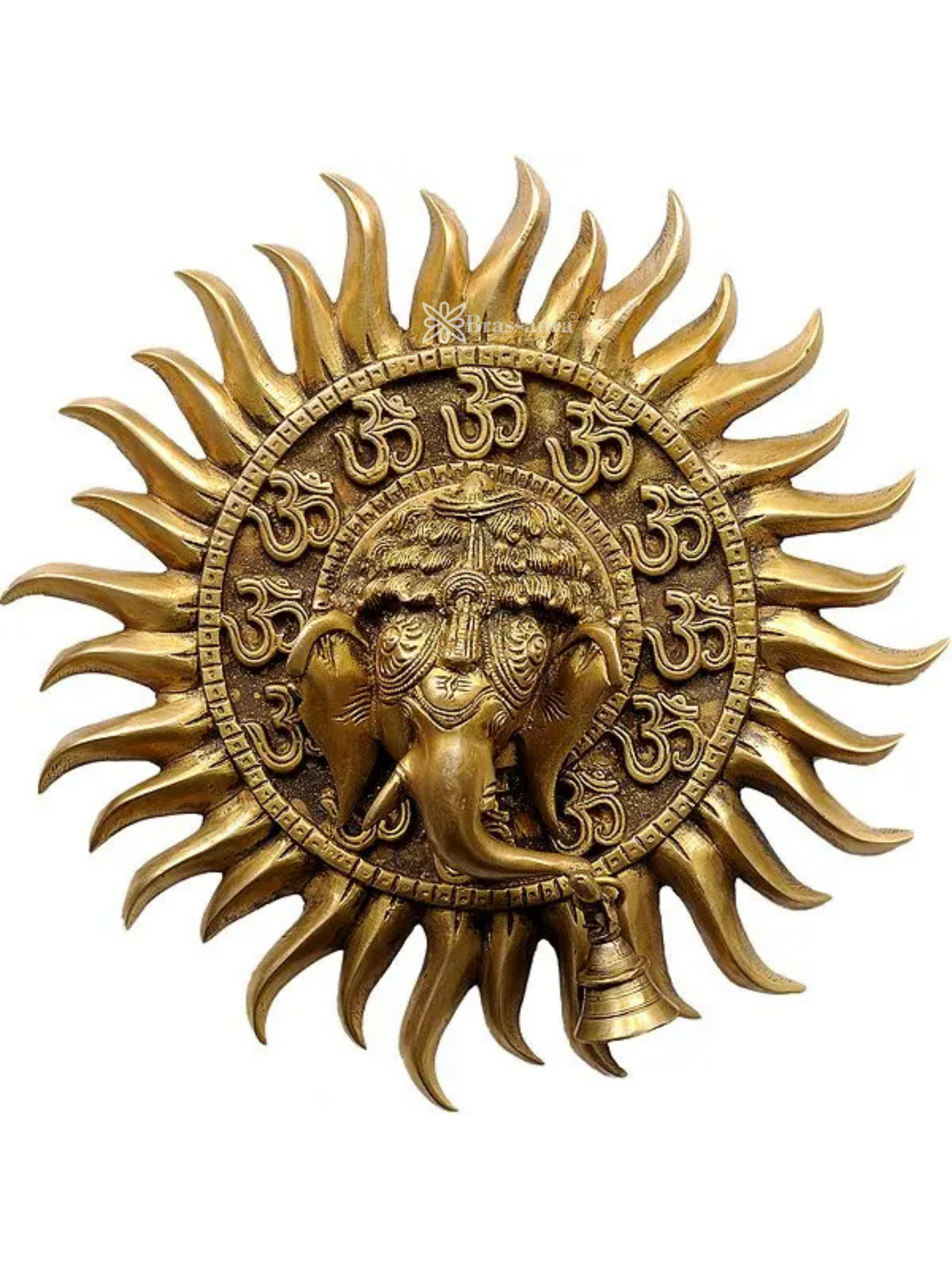 Brassaura™ OM (AUM) Ganesha Wall Hanging Brass – Height 10.43 inches | Weight 2.20 kgs