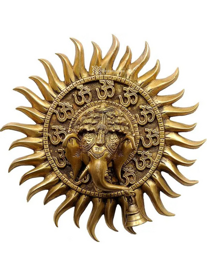 Brassaura™ OM (AUM) Ganesha Wall Hanging Brass – Height 10.43 inches | Weight 2.20 kgs