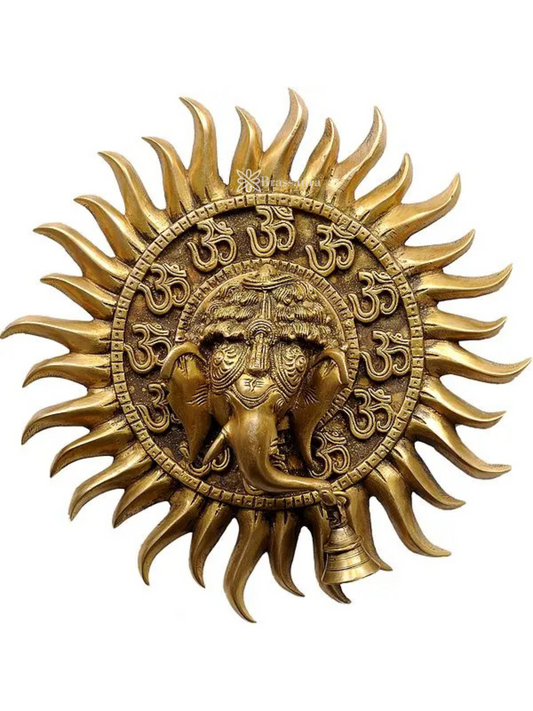 Brassaura™ OM (AUM) Ganesha Wall Hanging Brass – Height 10.43 inches | Weight 2.20 kgs