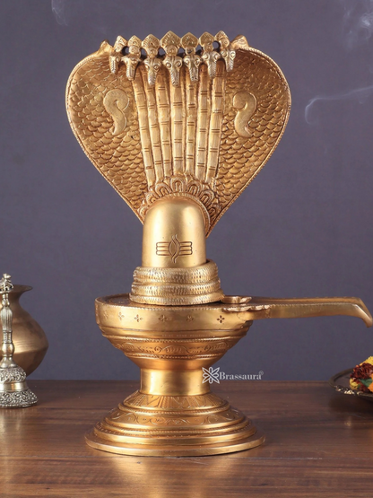 Brassaura™ Pure Brass Shiva Lingam Idol | Height 13 Inches | Weight 4.41 Kgs | Spiritual Home Decor