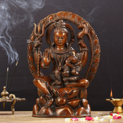 Brassaura™ Pure Brass Lord Ganesha on Shiva’s Lap | Height 12 Inches | Weight 4 Kgs | Spiritual Home Decor