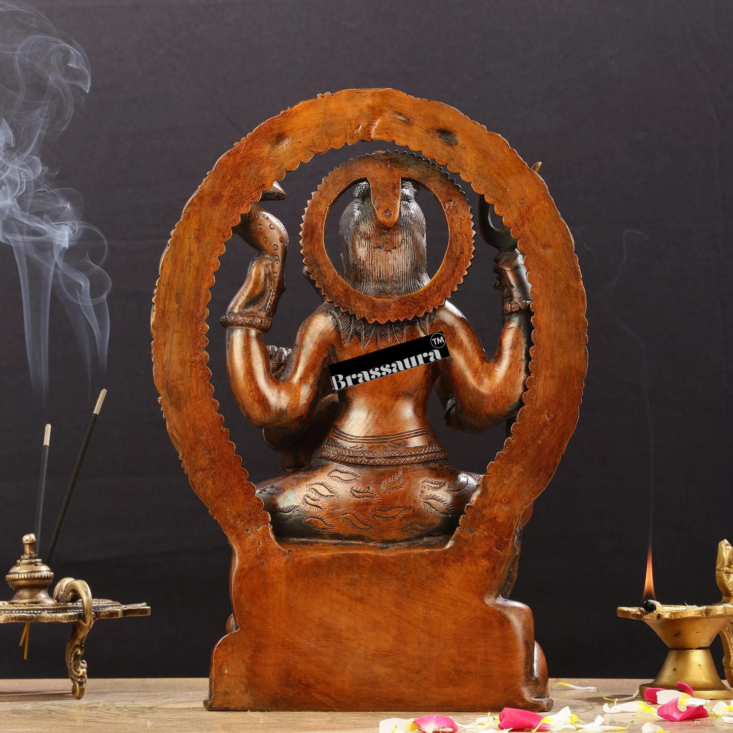Brassaura™ Pure Brass Lord Ganesha on Shiva’s Lap | Height 12 Inches | Weight 4 Kgs | Spiritual Home Decor