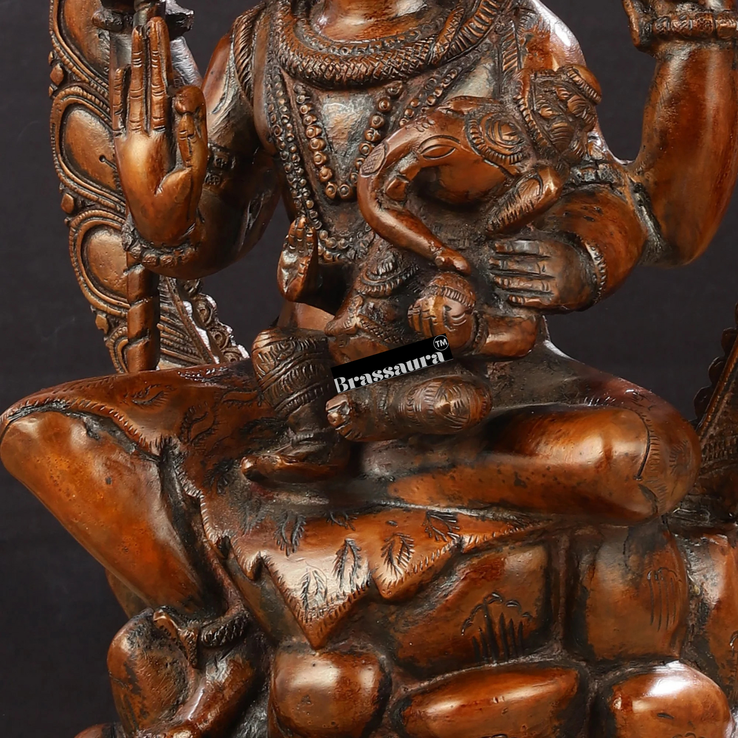Brassaura™ Pure Brass Lord Ganesha on Shiva’s Lap | Height 12 Inches | Weight 4 Kgs | Spiritual Home Decor