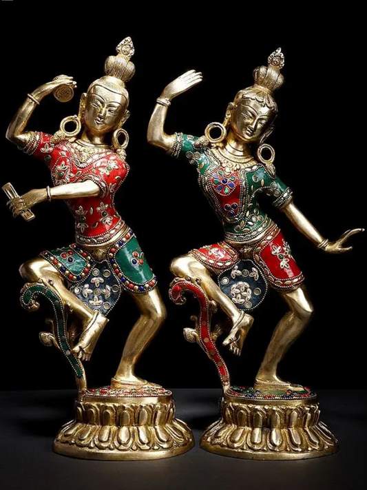 Brassaura™ 16" Dancing Shiva-Parvati Brass Statue with Inlay Work | Height 40.5 cm | Weight 8.65 Kgs | Spiritual Decor