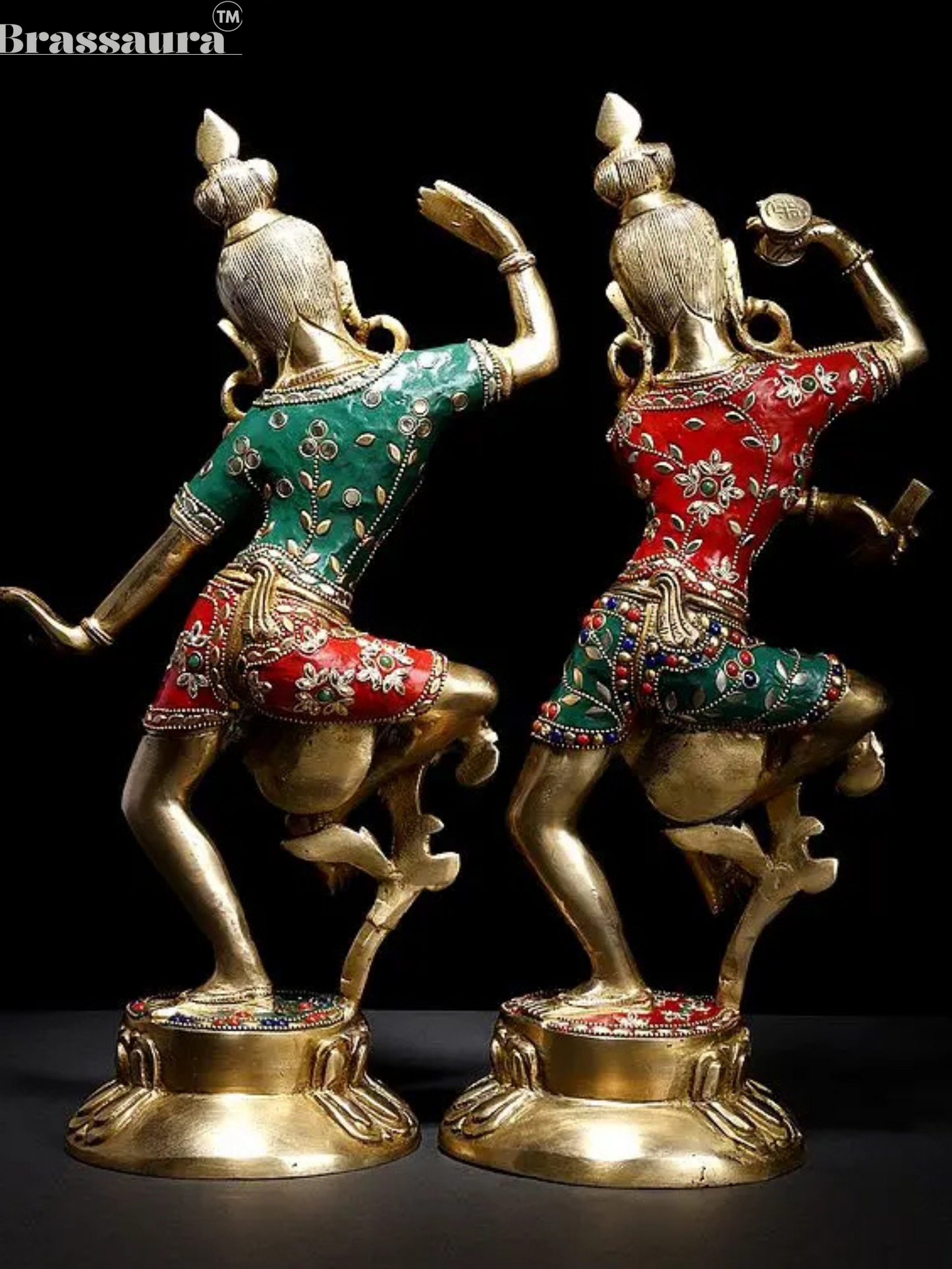 Brassaura™ 16" Dancing Shiva-Parvati Brass Statue with Inlay Work | Height 40.5 cm | Weight 8.65 Kgs | Spiritual Decor