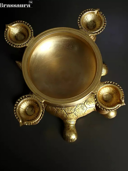 Brassaura™ Handcrafted Brass Urli Bowl – Height 7.5 Inches & Weight 3.65 Kgs | Traditional Home Décor
