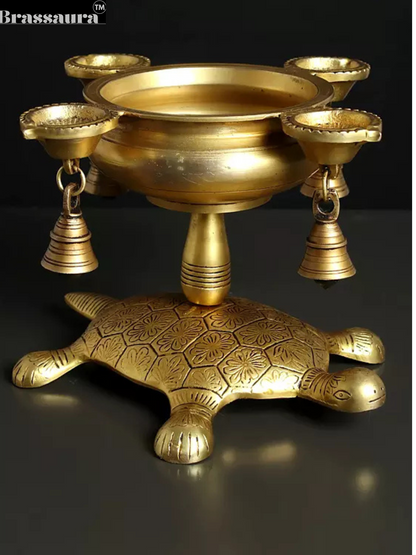 Brassaura™ Handcrafted Brass Urli Bowl – Height 7.5 Inches & Weight 3.65 Kgs | Traditional Home Décor