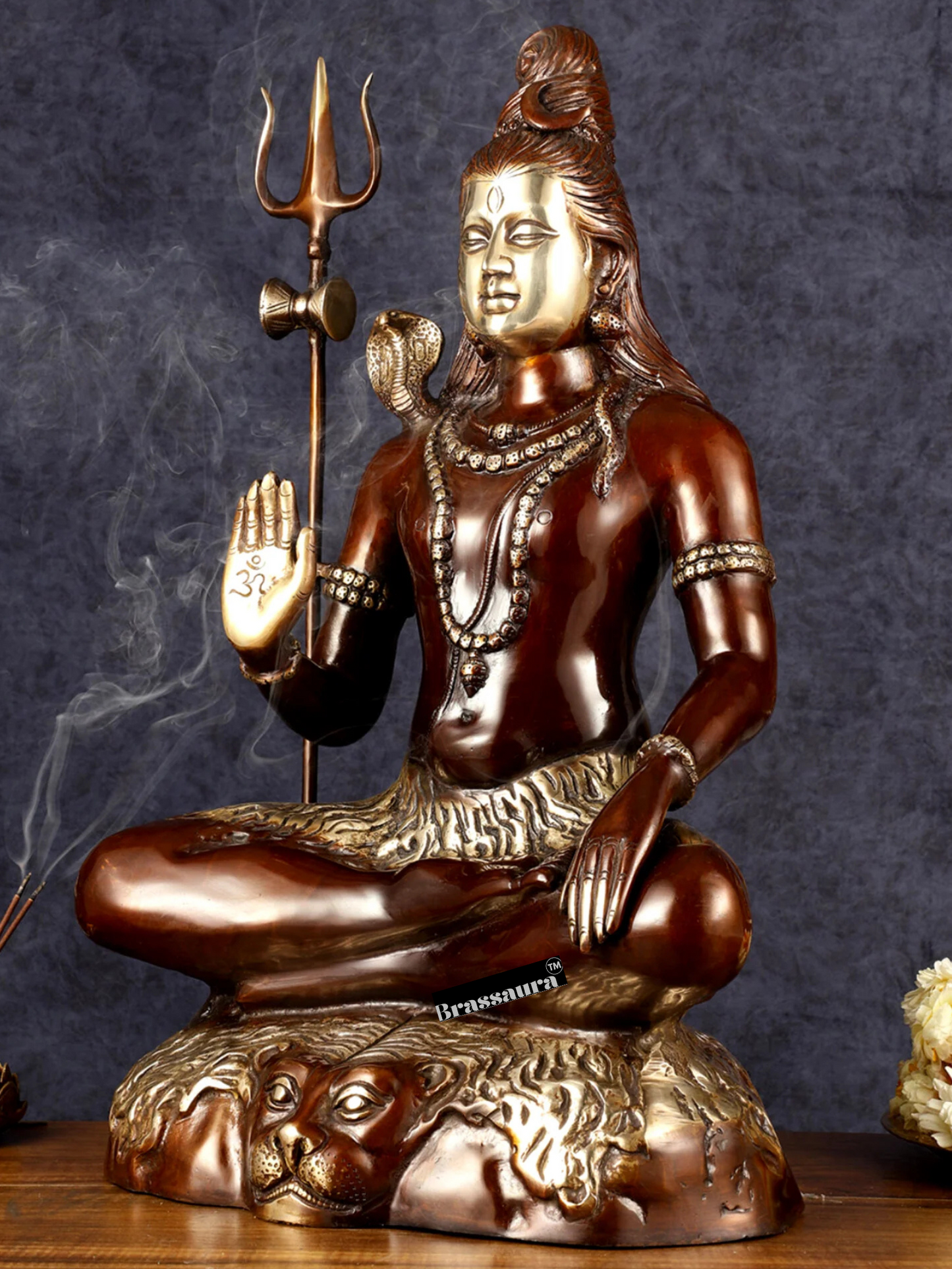 Brassaura™ Brass Shiva Idol – Height 24 Inches & Weight 16 Kgs | Spiritual Home Décor