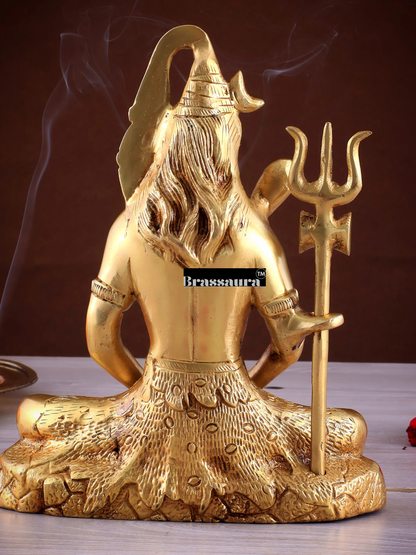 Brassaura™ Brass Shiva Idol – Height 8 Inches & Weight 3 Kgs | Temple & Home Accent