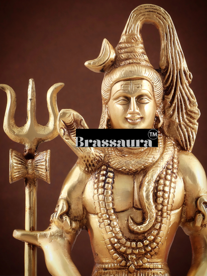 Brassaura™ Brass Shiva Idol – Height 8 Inches & Weight 3 Kgs | Temple & Home Accent