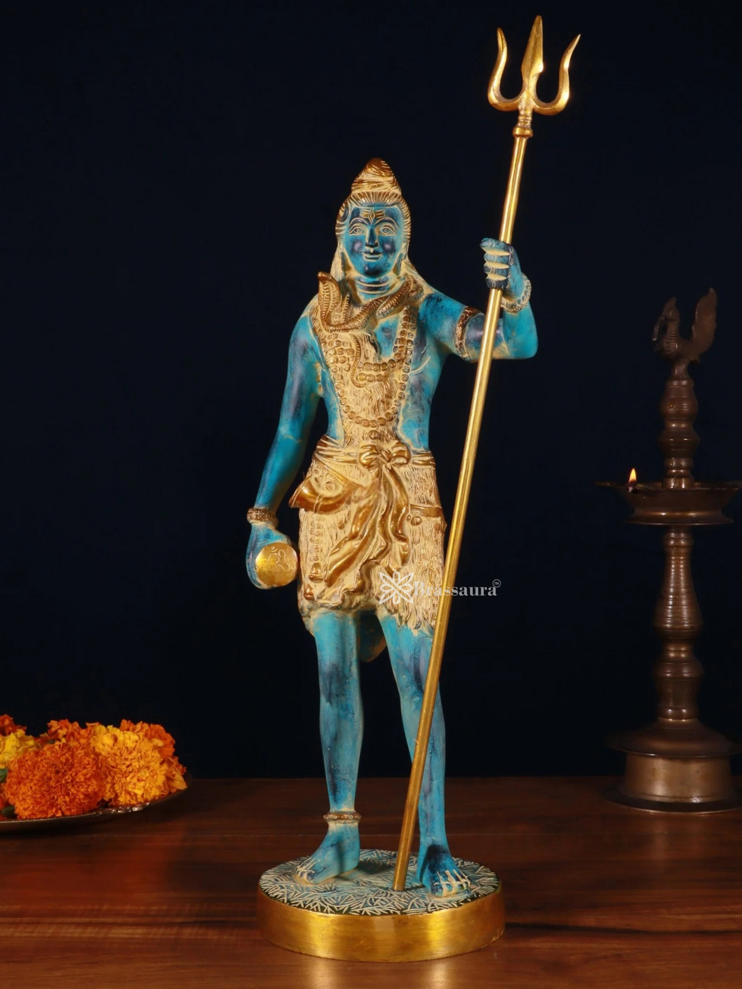 Brassaura™ Brass Shiva Idol – Height 18 Inches & Weight 6 Kgs | Hindu God Statue