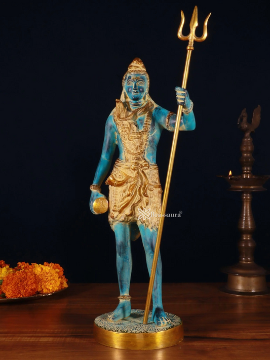 Brassaura™ Brass Shiva Idol – Height 18 Inches & Weight 6 Kgs | Hindu God Statue