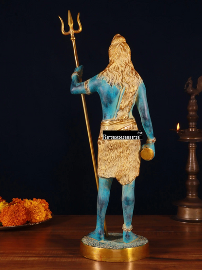 Brassaura™ Brass Shiva Idol – Height 18 Inches & Weight 6 Kgs | Hindu God Statue