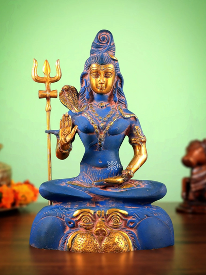 Brassaura™ Brass Shiva Idol – Height 13 Inches & Weight 4.3 Kgs | Meditation Room Accent