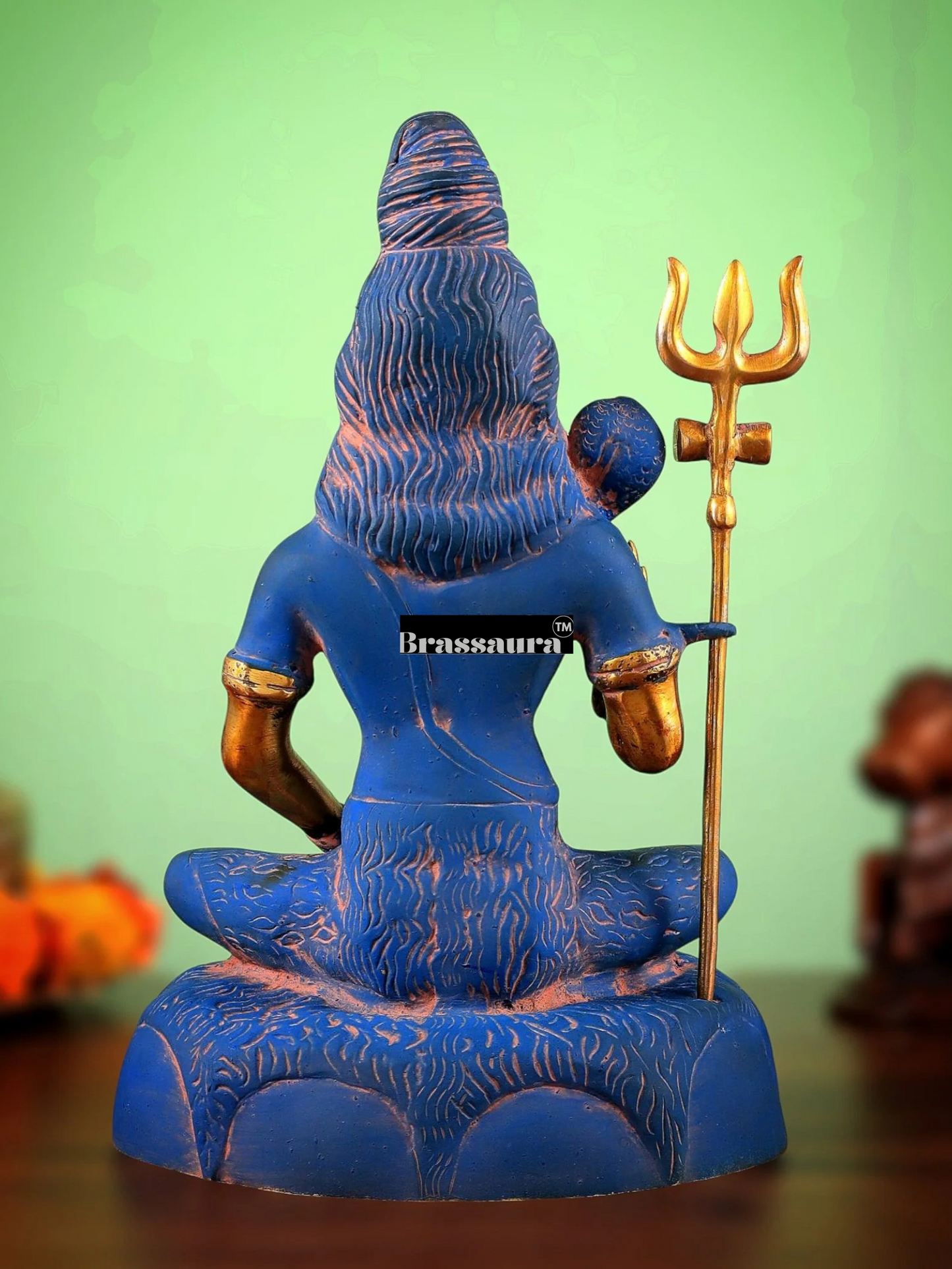 Brassaura™ Brass Shiva Idol – Height 13 Inches & Weight 4.3 Kgs | Meditation Room Accent