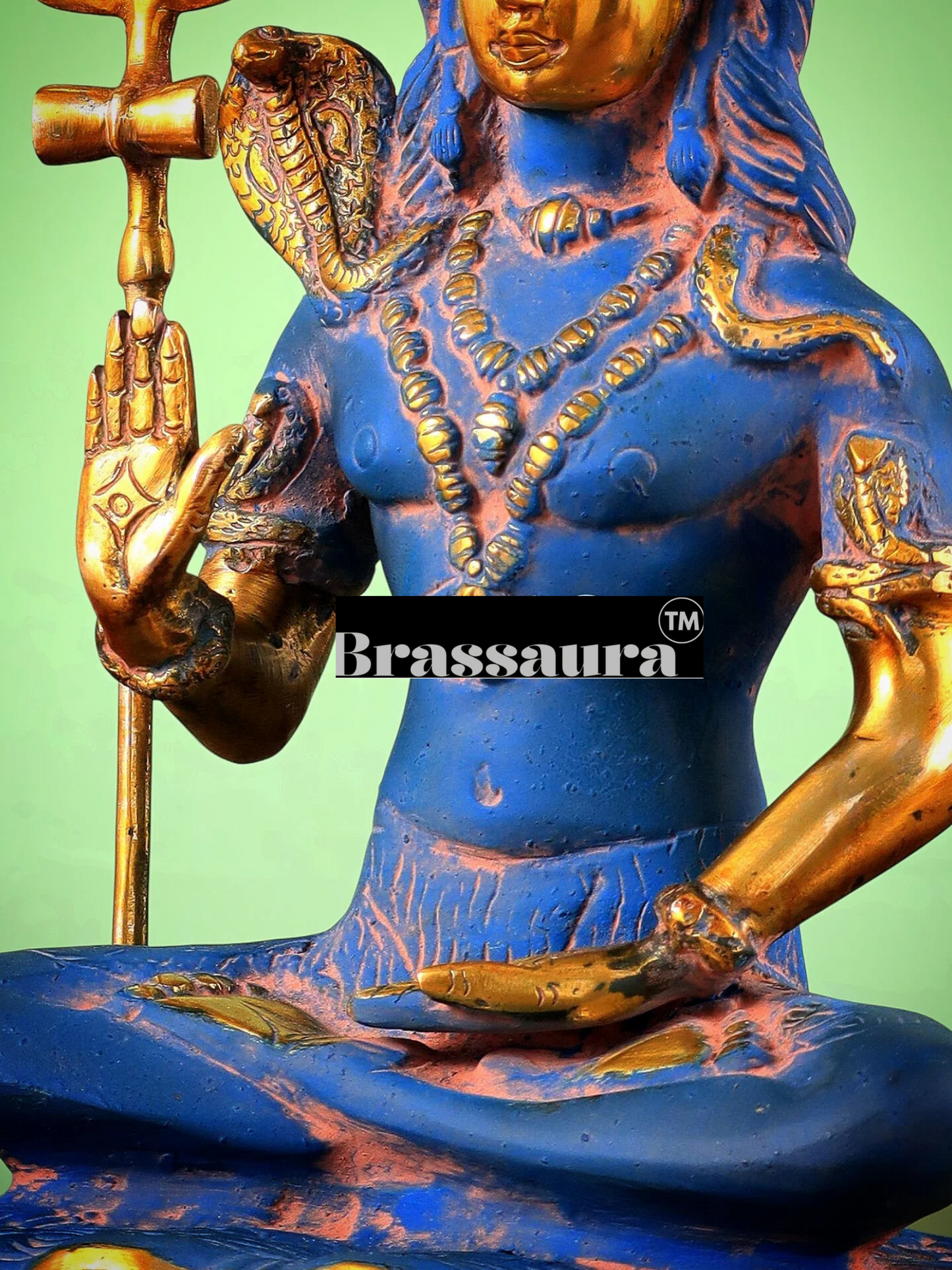 Brassaura™ Brass Shiva Idol – Height 13 Inches & Weight 4.3 Kgs | Meditation Room Accent