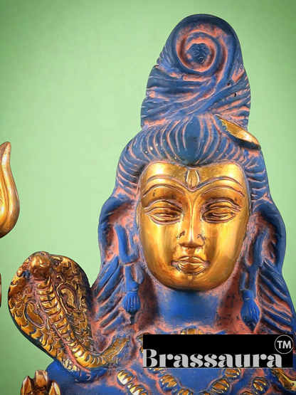 Brassaura™ Brass Shiva Idol – Height 13 Inches & Weight 4.3 Kgs | Meditation Room Accent