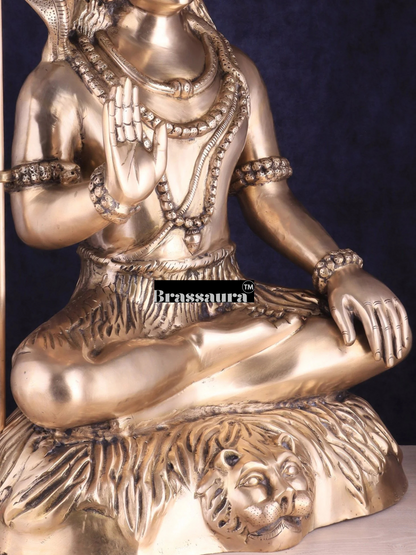 Brassaura™ Brass Shiva Idol – Height 35 Inches & Weight 42 Kgs | Meditation Room Accent