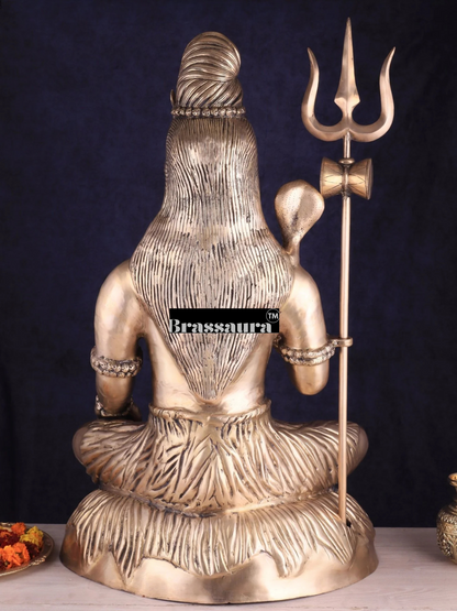 Brassaura™ Brass Shiva Idol – Height 35 Inches & Weight 42 Kgs | Meditation Room Accent