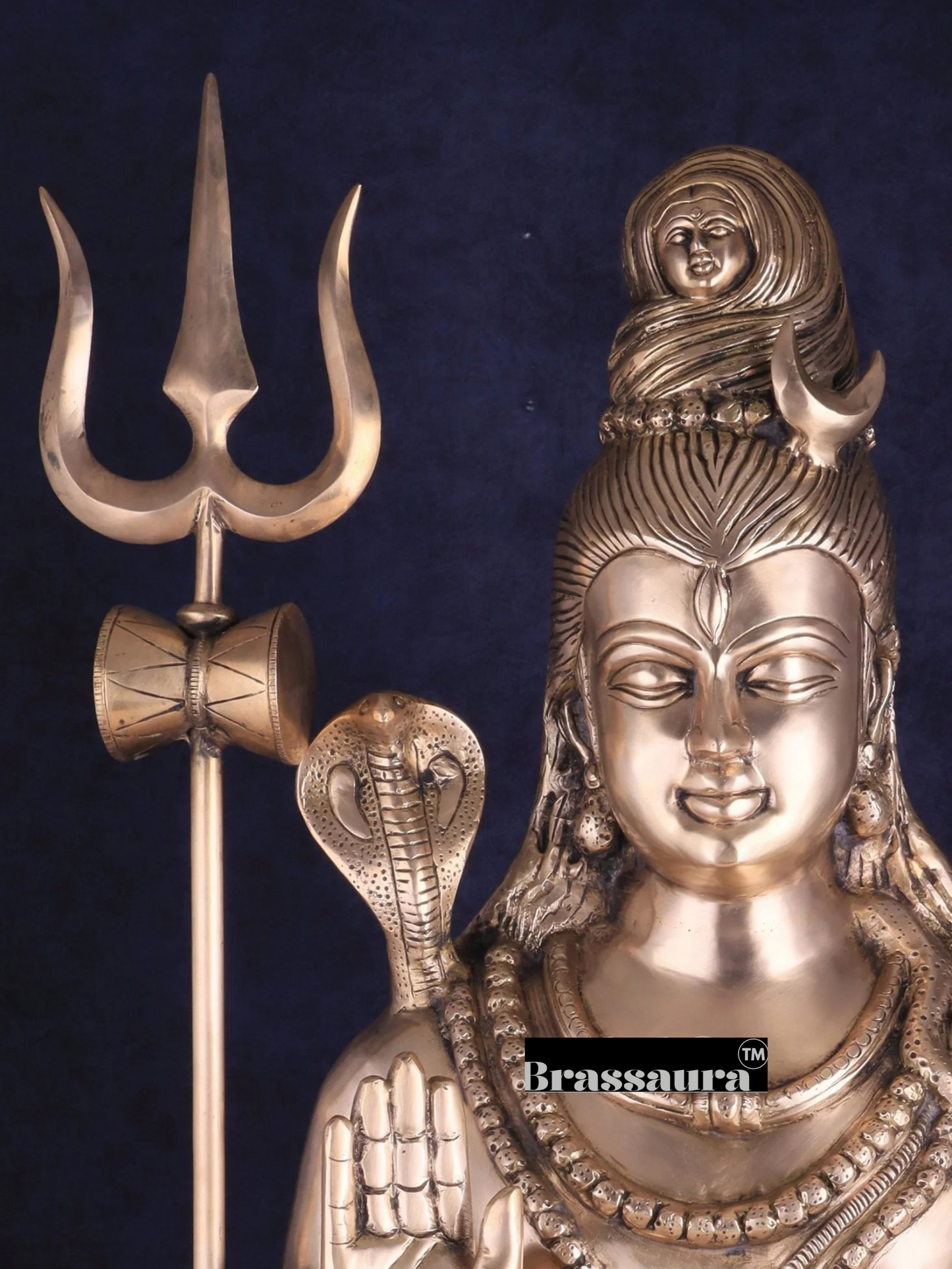 Brassaura™ Brass Shiva Idol – Height 35 Inches & Weight 42 Kgs | Meditation Room Accent