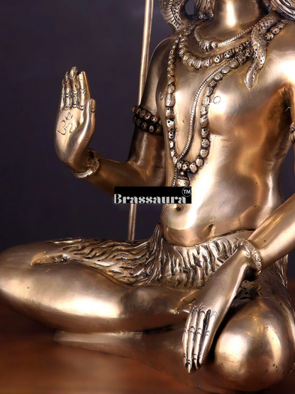 Brassaura™ Brass Shiva Idol – Height 20 Inches & Weight 12 Kgs | Meditation Room Accent