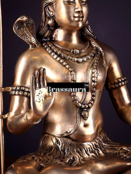 Brassaura™ Brass Shiva Idol – Height 20 Inches & Weight 12 Kgs | Meditation Room Accent