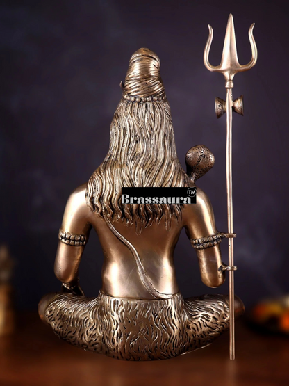 Brassaura™ Brass Shiva Idol – Height 20 Inches & Weight 12 Kgs | Meditation Room Accent