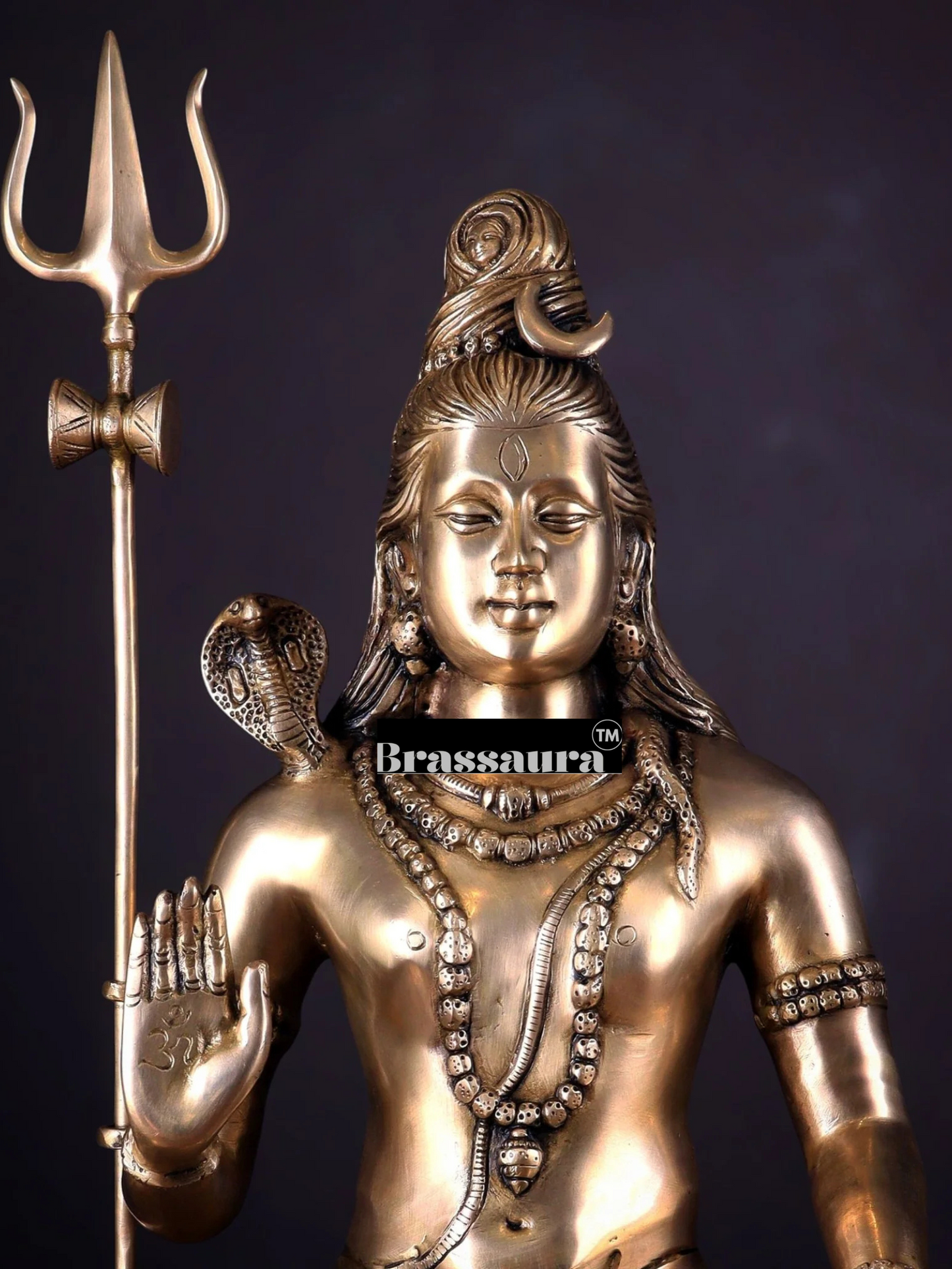 Brassaura™ Brass Shiva Idol – Height 20 Inches & Weight 12 Kgs | Meditation Room Accent