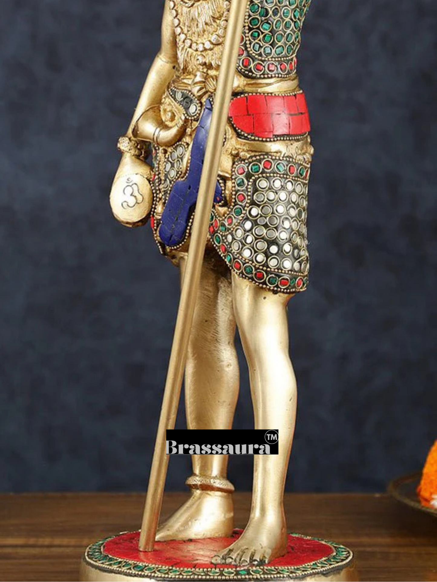 Brassaura™ Brass Gem Stone Work Standing Shiva Idol – Height 18 Inches & Weight 6 Kgs | Spiritual Temple Statue