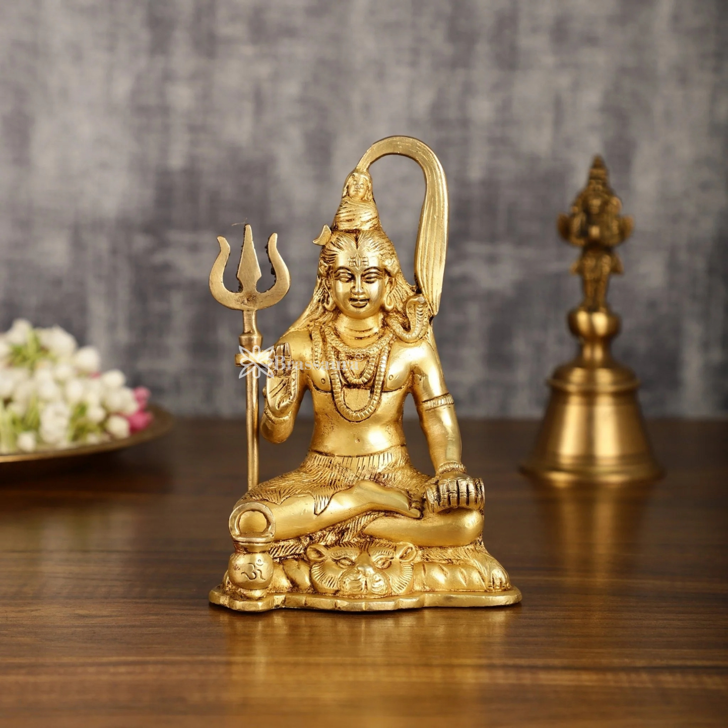 Brassaura™ Brass Shiva Idol – Height 7 Inches & Weight 1.3 Kgs | Traditional Pooja Décor