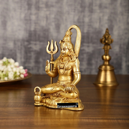 Brassaura™ Brass Shiva Idol – Height 7 Inches & Weight 1.3 Kgs | Traditional Pooja Décor