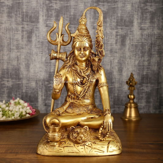 Brassaura™ Brass Shiva Idol – Height 14 Inches & Weight 7.4 Kgs | Cultural Home Décor