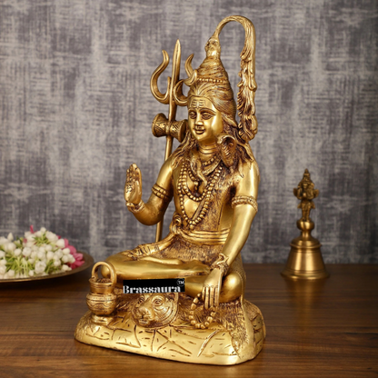Brassaura™ Brass Shiva Idol – Height 14 Inches & Weight 7.4 Kgs | Cultural Home Décor