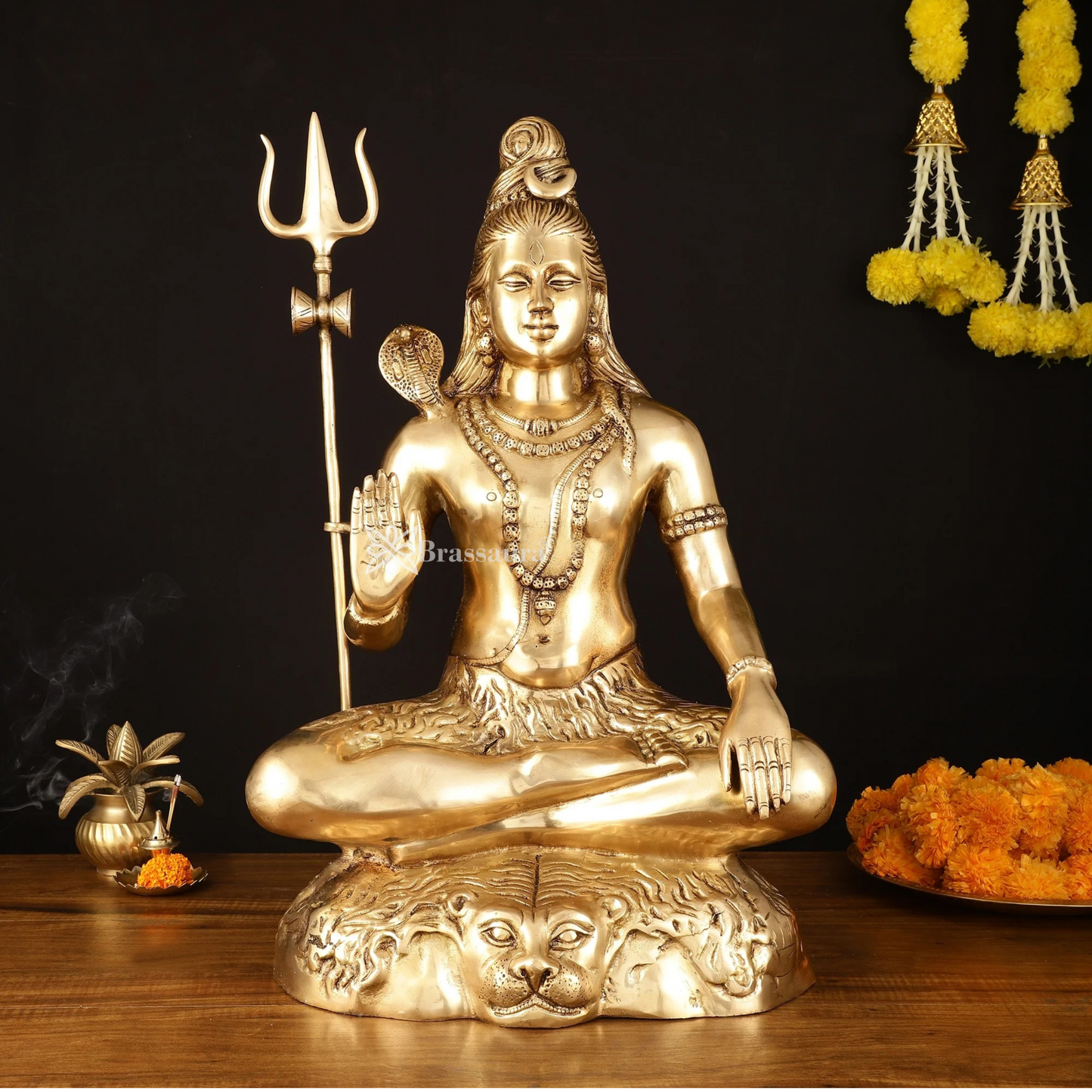 Brassaura™ Brass Shiva Idol – Height 23 Inches & Weight 16.5 Kgs | Spiritual Temple Statue