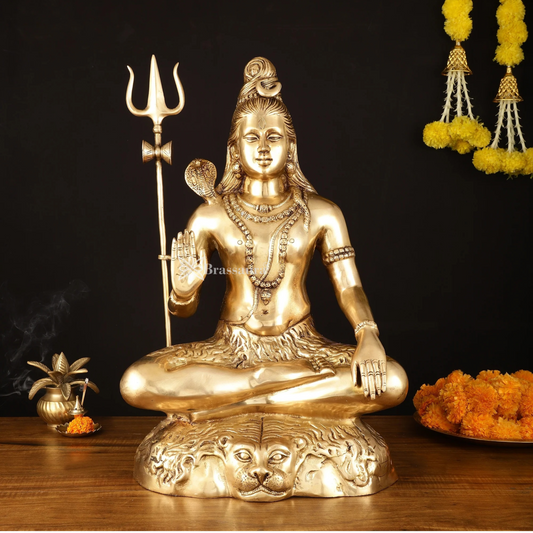 Brassaura™ Brass Shiva Idol – Height 23 Inches & Weight 16.5 Kgs | Spiritual Temple Statue