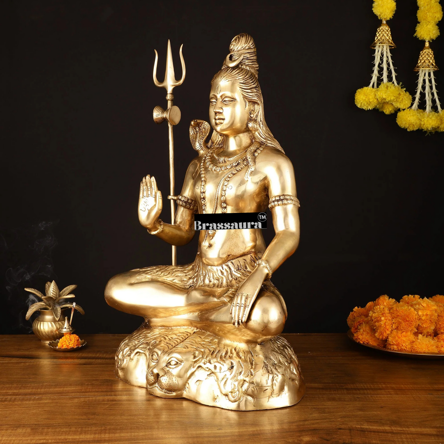 Brassaura™ Brass Shiva Idol – Height 23 Inches & Weight 16.5 Kgs | Spiritual Temple Statue