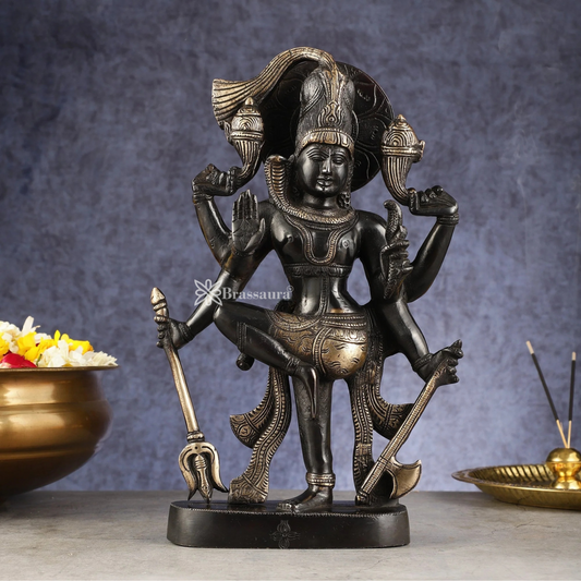 Brassaura™ Brass Shiva Idol – Height 13 Inches & Weight 5 Kgs | Meditation Room Accent