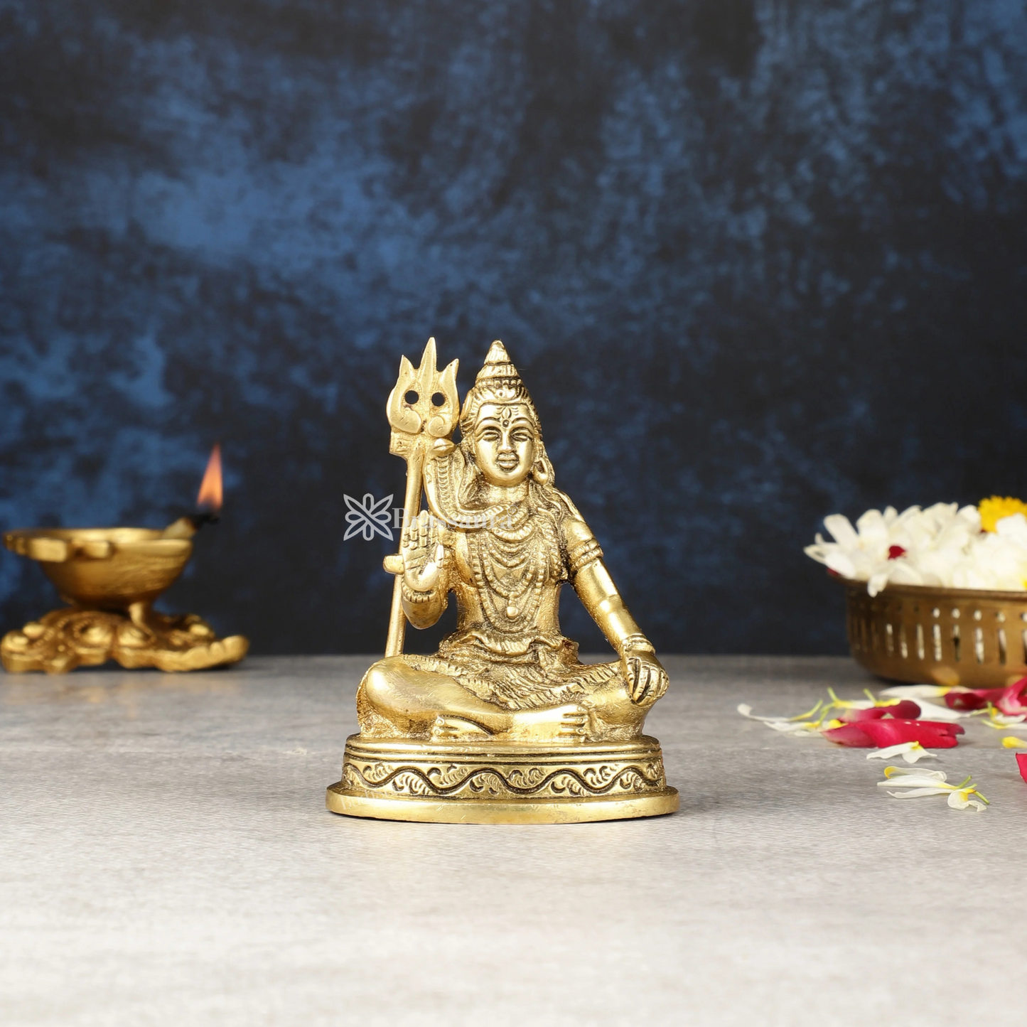 Brassaura™ Brass Shiva Idol – Height 4 Inches & Weight 0.560 Kgs | Classic Indian Décor