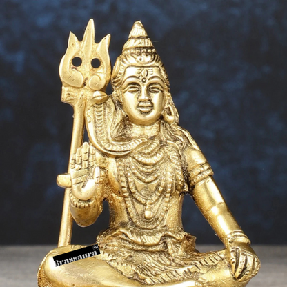 Brassaura™ Brass Shiva Idol – Height 4 Inches & Weight 0.560 Kgs | Classic Indian Décor
