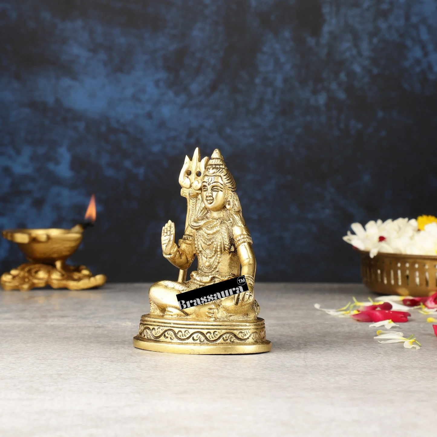 Brassaura™ Brass Shiva Idol – Height 4 Inches & Weight 0.560 Kgs | Classic Indian Décor
