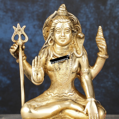 Brassaura™ Brass Shiva Idol – Height 6.5 Inches & Weight 1 Kgs | Classic Indian Décor