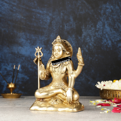 Brassaura™ Brass Shiva Idol – Height 6.5 Inches & Weight 1 Kgs | Classic Indian Décor